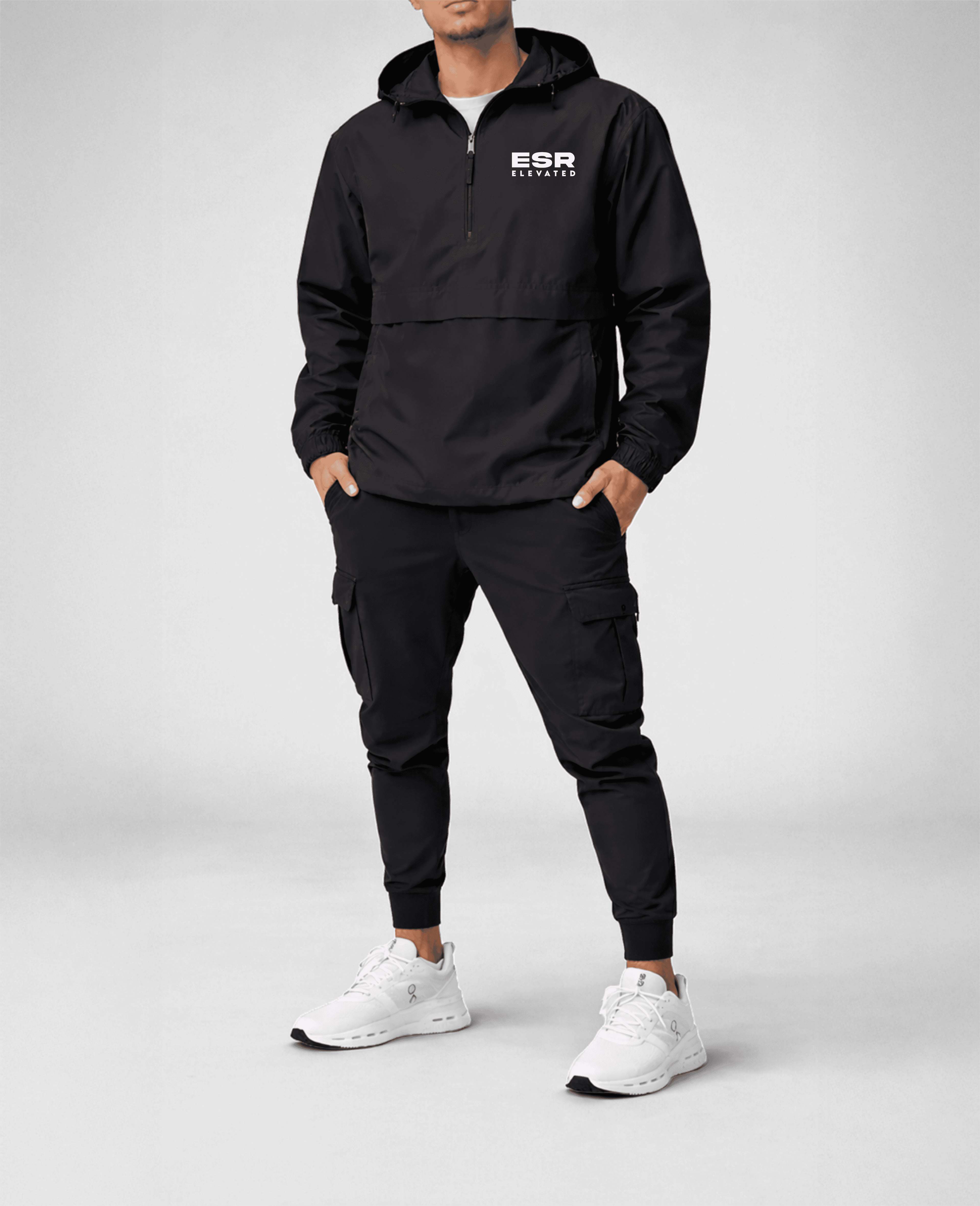 Elevated Hooded Packable Quarter-Zip Jacket